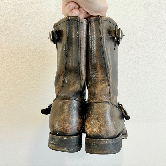 Frye Viv Short Engineer Boots Brown Distressed Leather Women’s 8.5 Rugged Moto - Picture 5 of 15